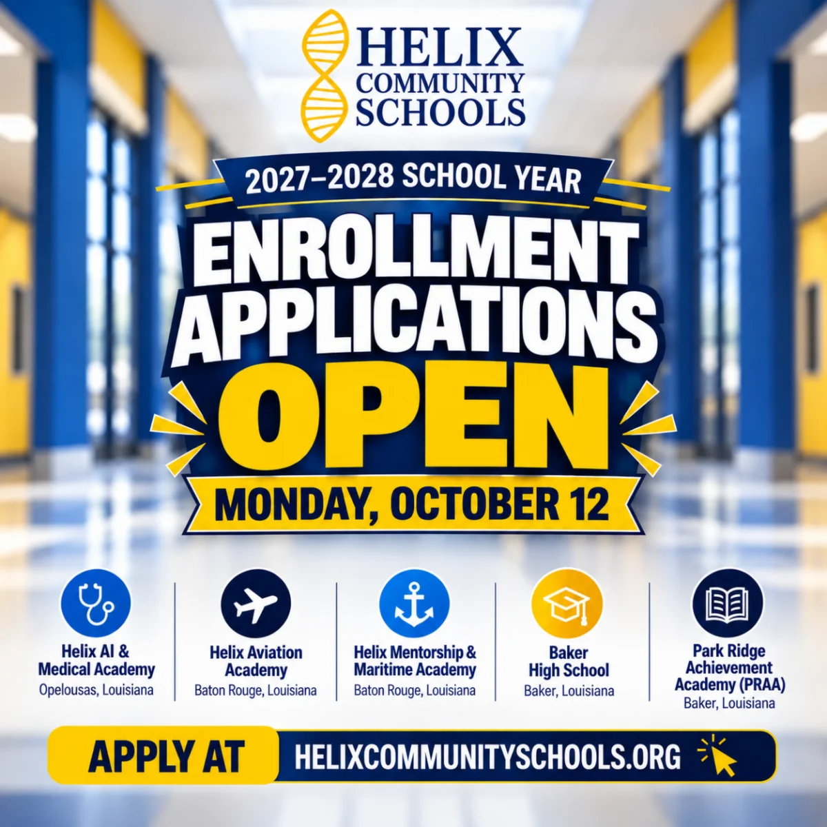 Flyer for HCS 2027-2028 School Enrollment Applications